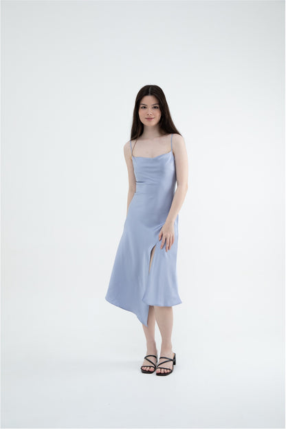 Ariel Cowl Neck Sleeveless Satin Midi (Silver Sage/ Lavender/ Black/ Pink)