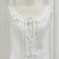 Julia white sleeveless eyelet lace ruffle trim blouse
