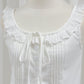Julia white sleeveless eyelet lace ruffle trim blouse