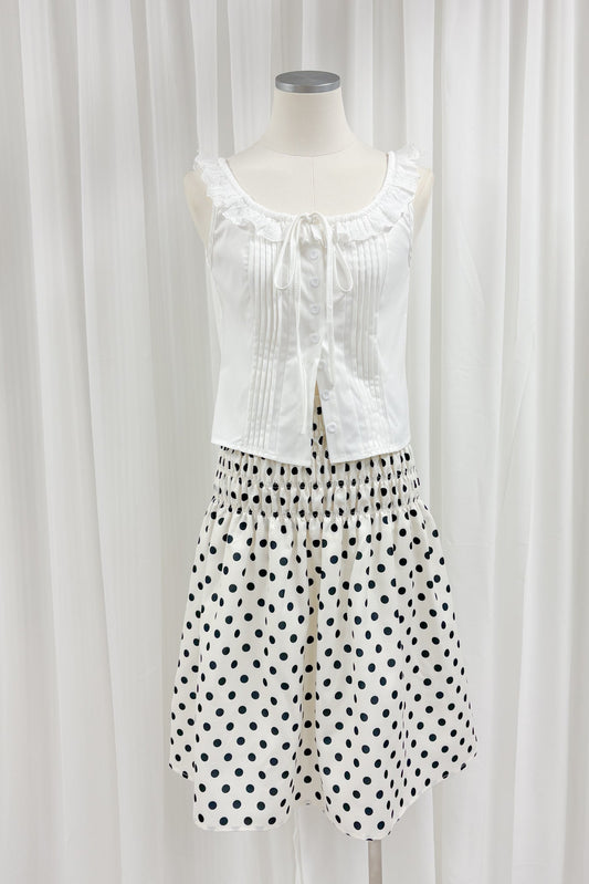 Julia white sleeveless eyelet lace ruffle trim blouse