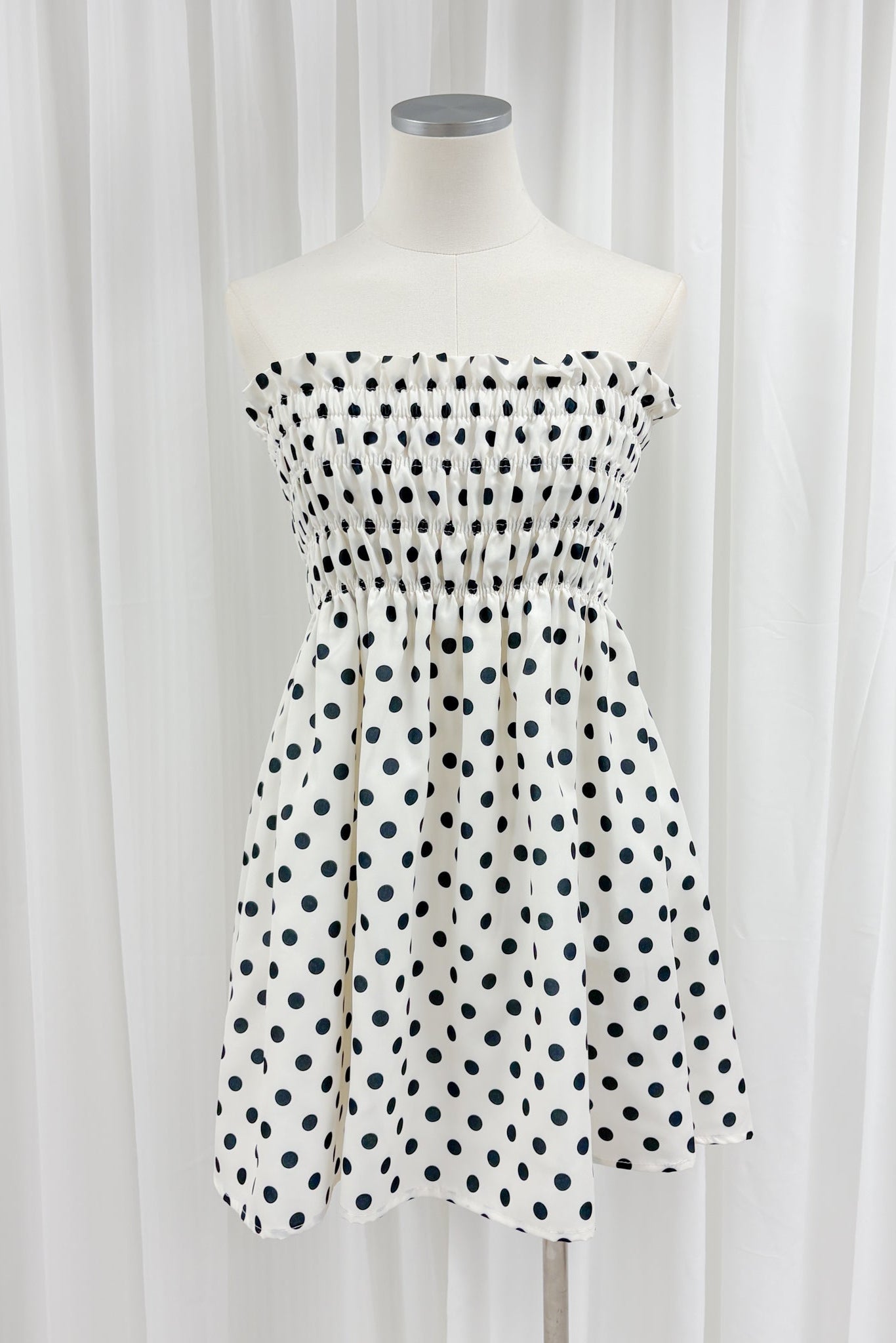 Chantel 2 way polka dot tube/ skirt (cream)