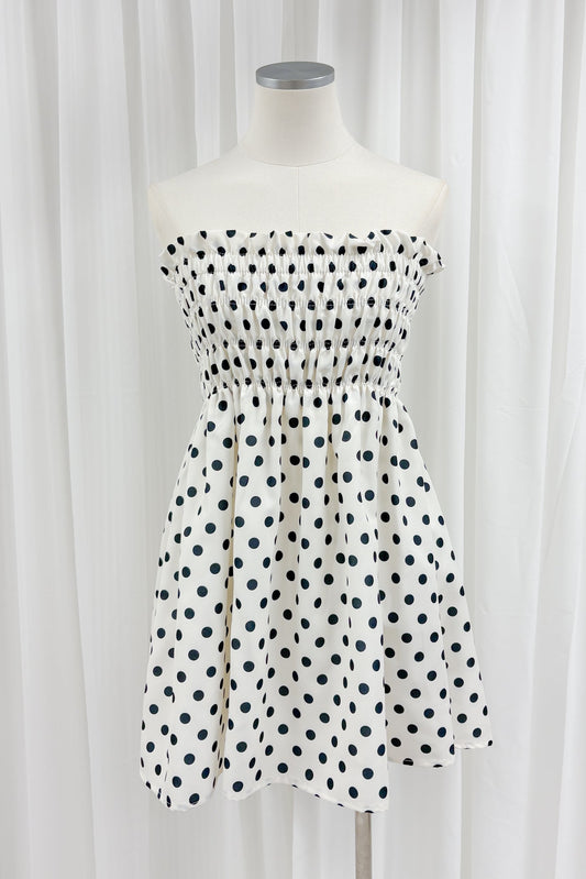 Chantel 2 way polka dot tube/ skirt (cream)