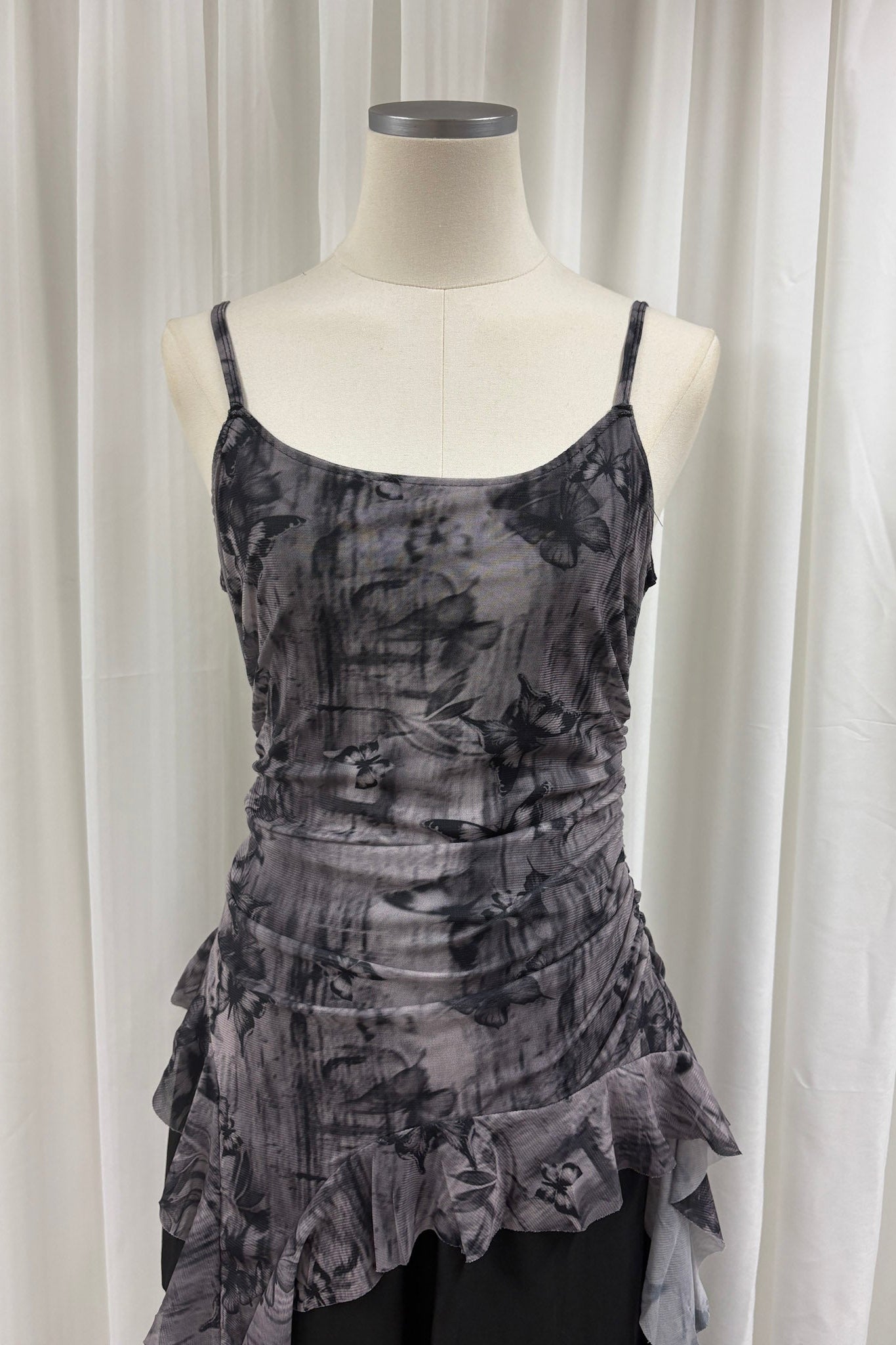 Quinn watercolour longline top (Grey)