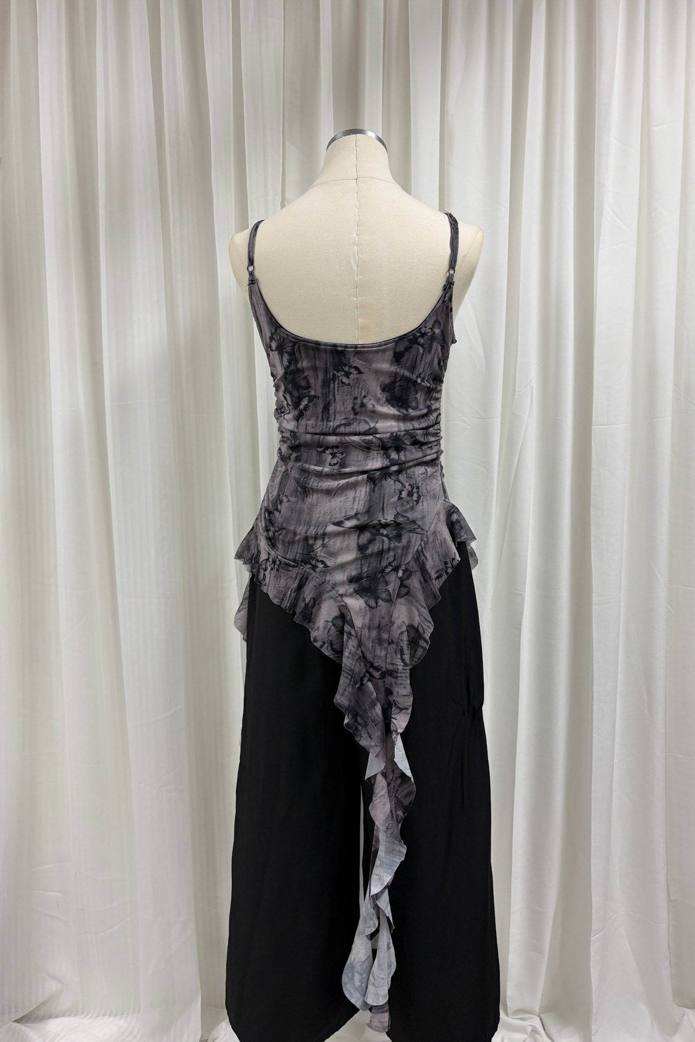 Quinn watercolour longline top (Grey)