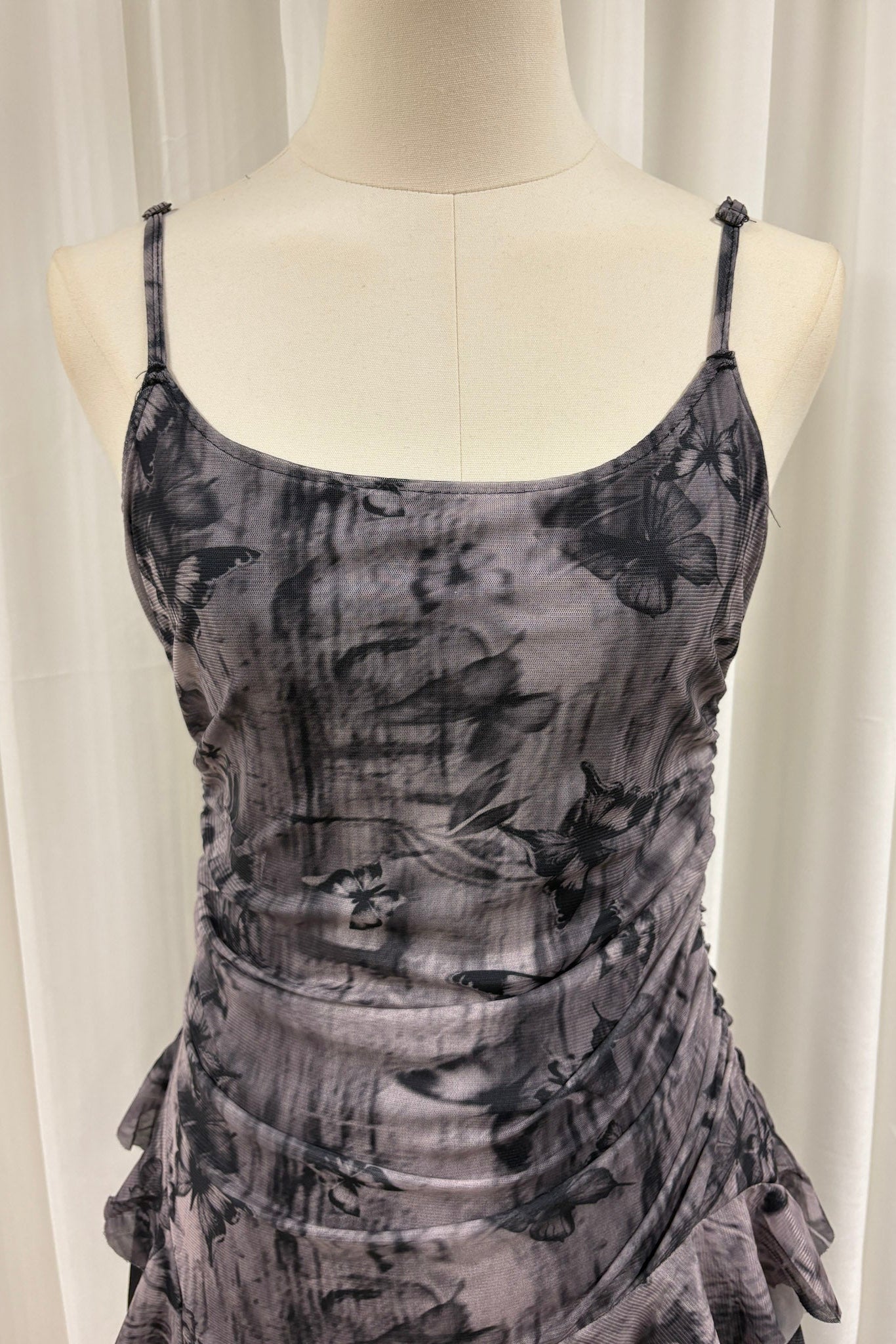 Quinn watercolour longline top (Grey)