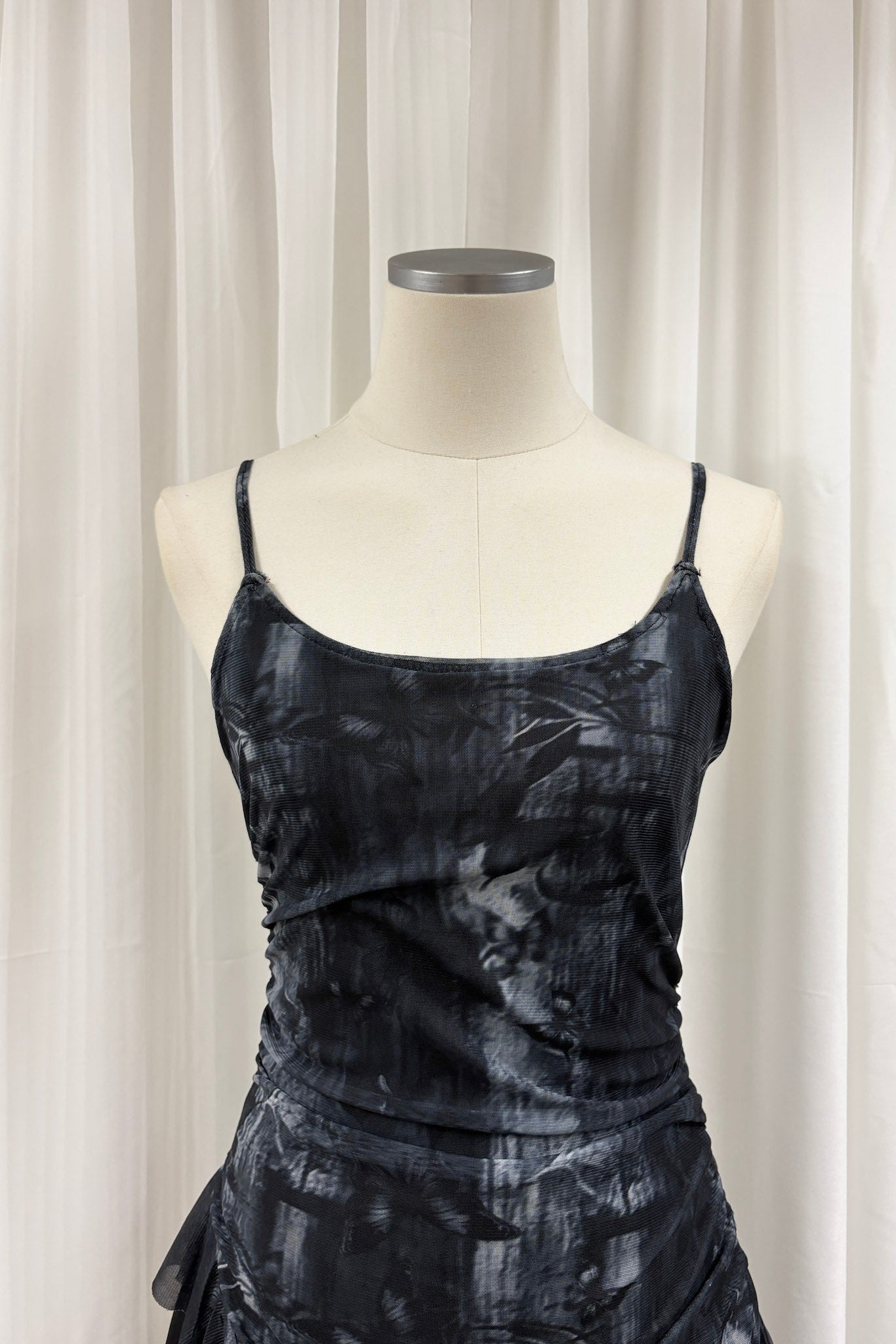 Quinn watercolour longline top (Black)