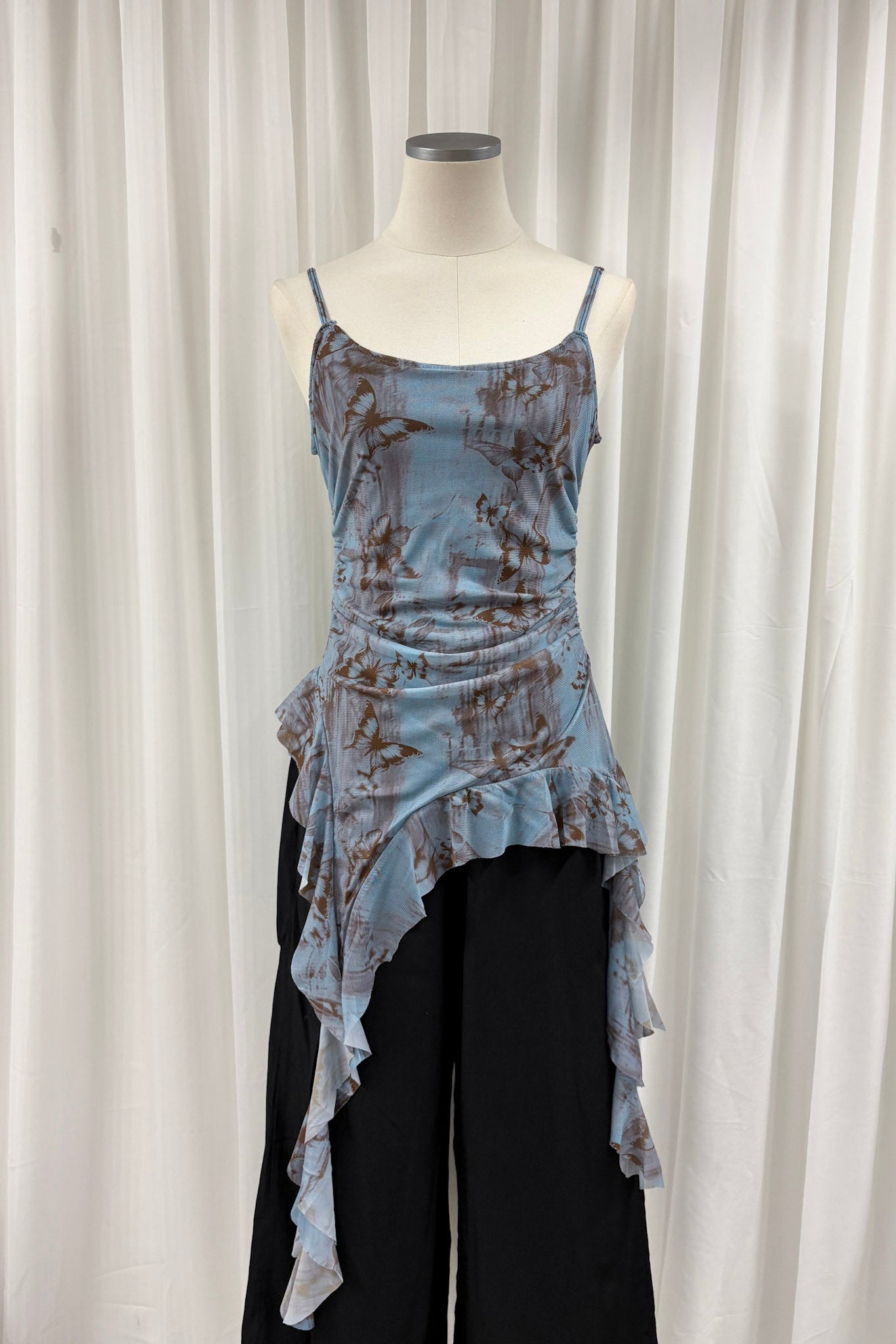Quinn watercolour longline top (Blue)