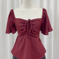Aria Flutter Sweetheart Top (Maroon)