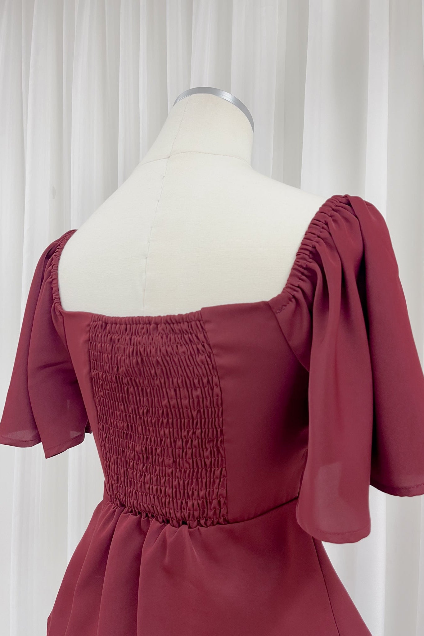 Aria Flutter Sweetheart Top (Maroon)
