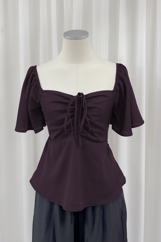 Aria Flutter Sweetheart Top (Plum)