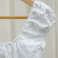 Zoey White lace u-shape cap sleeve cropped top (front ribbon)