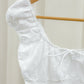 Zoey White lace u-shape cap sleeve cropped top (front ribbon)