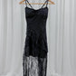 Sarah padded lace longline top/ dress (Black)