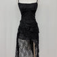 Sarah padded lace longline top/ dress (Black)