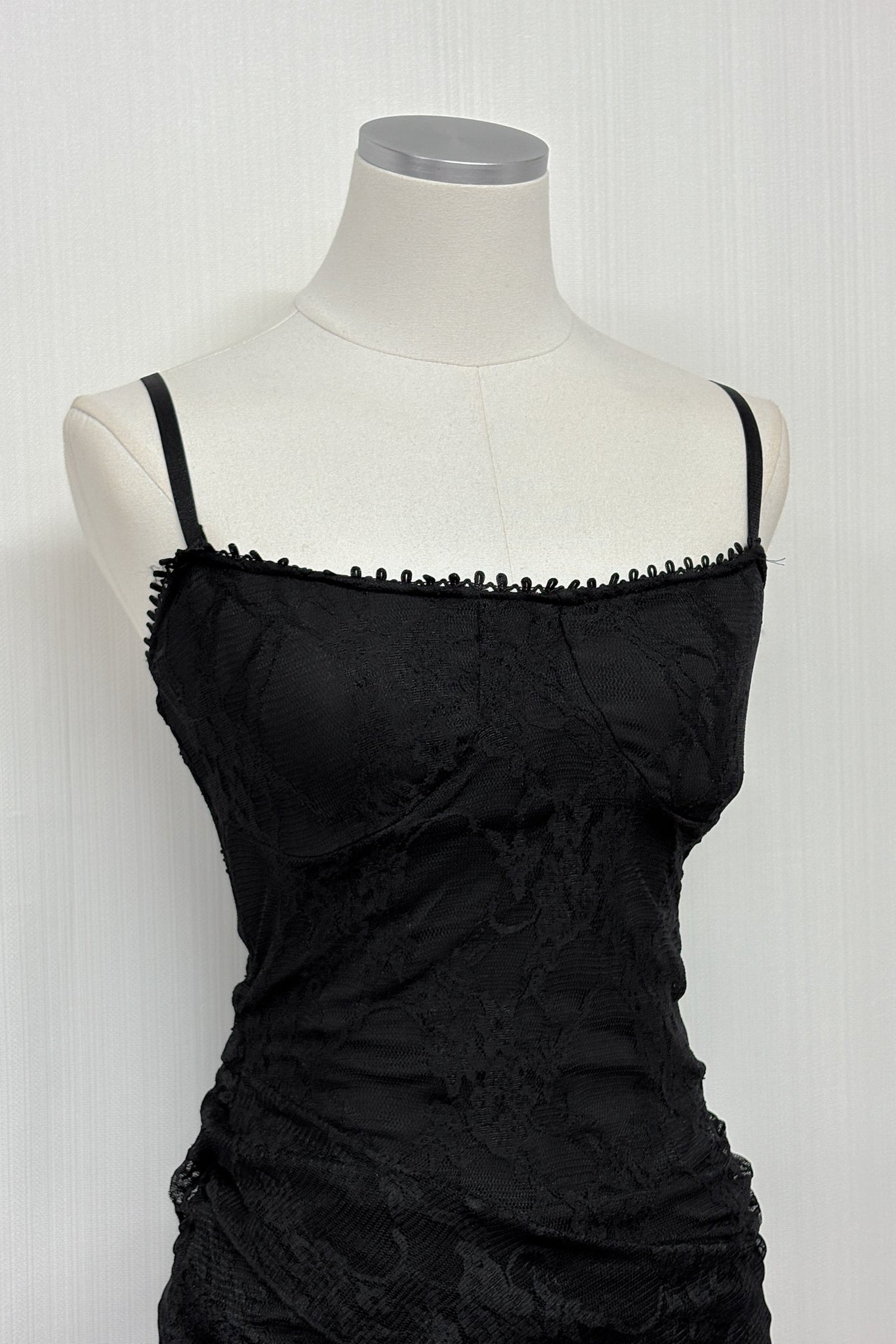 Sarah padded lace longline top/ dress (Black)