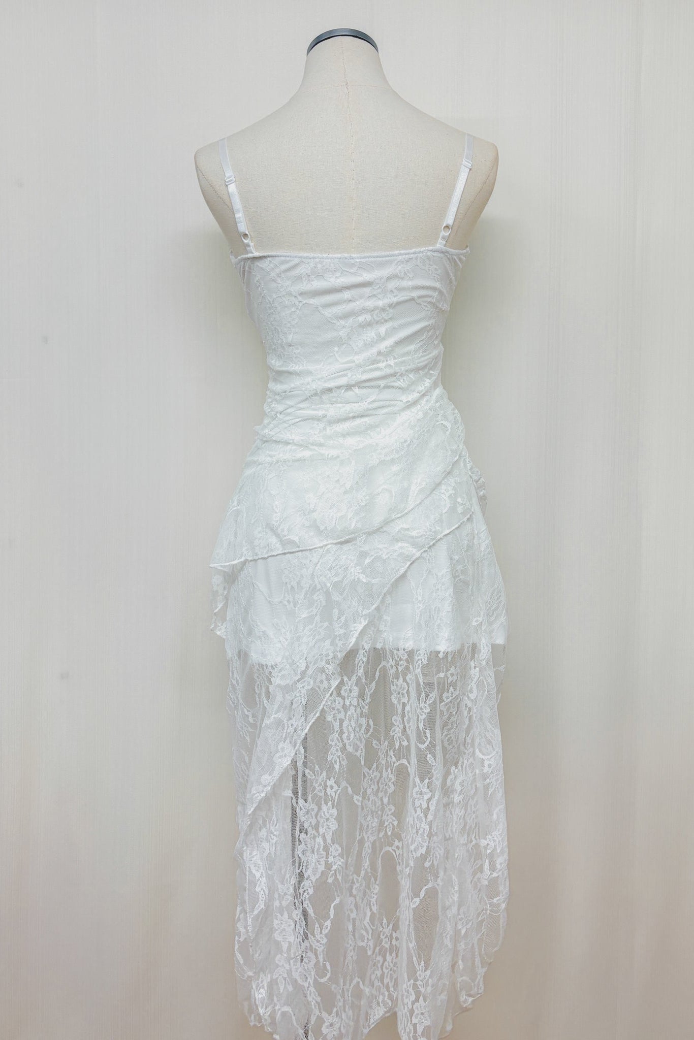 Sarah padded lace longline top/ dress (White)