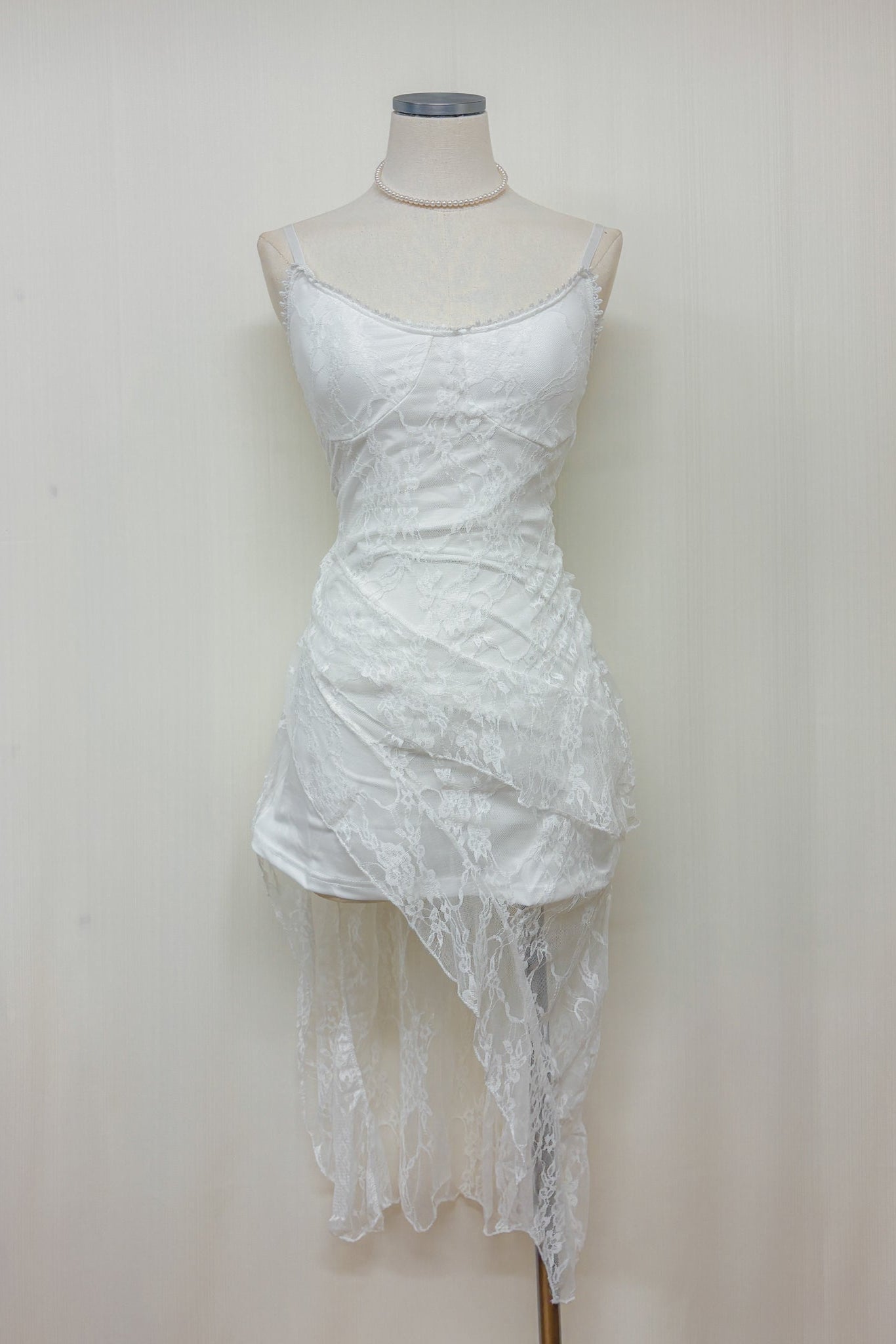 Sarah padded lace longline top/ dress (White)