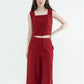 [Co-Ord] Maroon Square Neck Crop Top + Maroon Basic Regular Pants