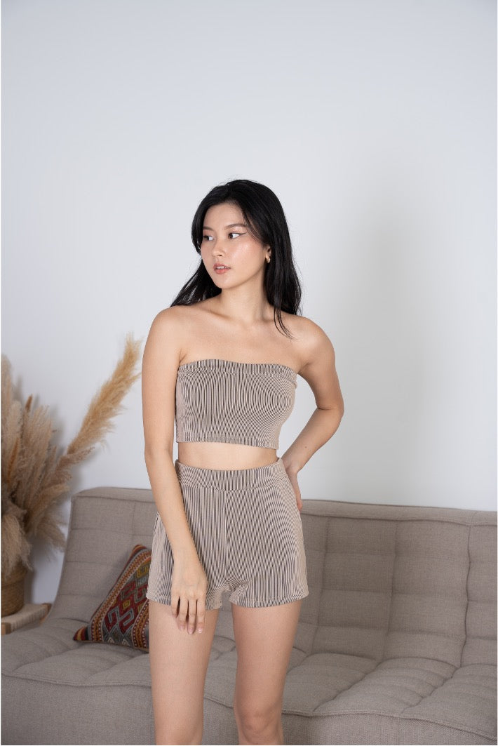 Streetwear Double Coloured Ribbed Co-ord Set (Brown / Black)