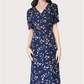  V-neckline and short sleeves wrap dress
