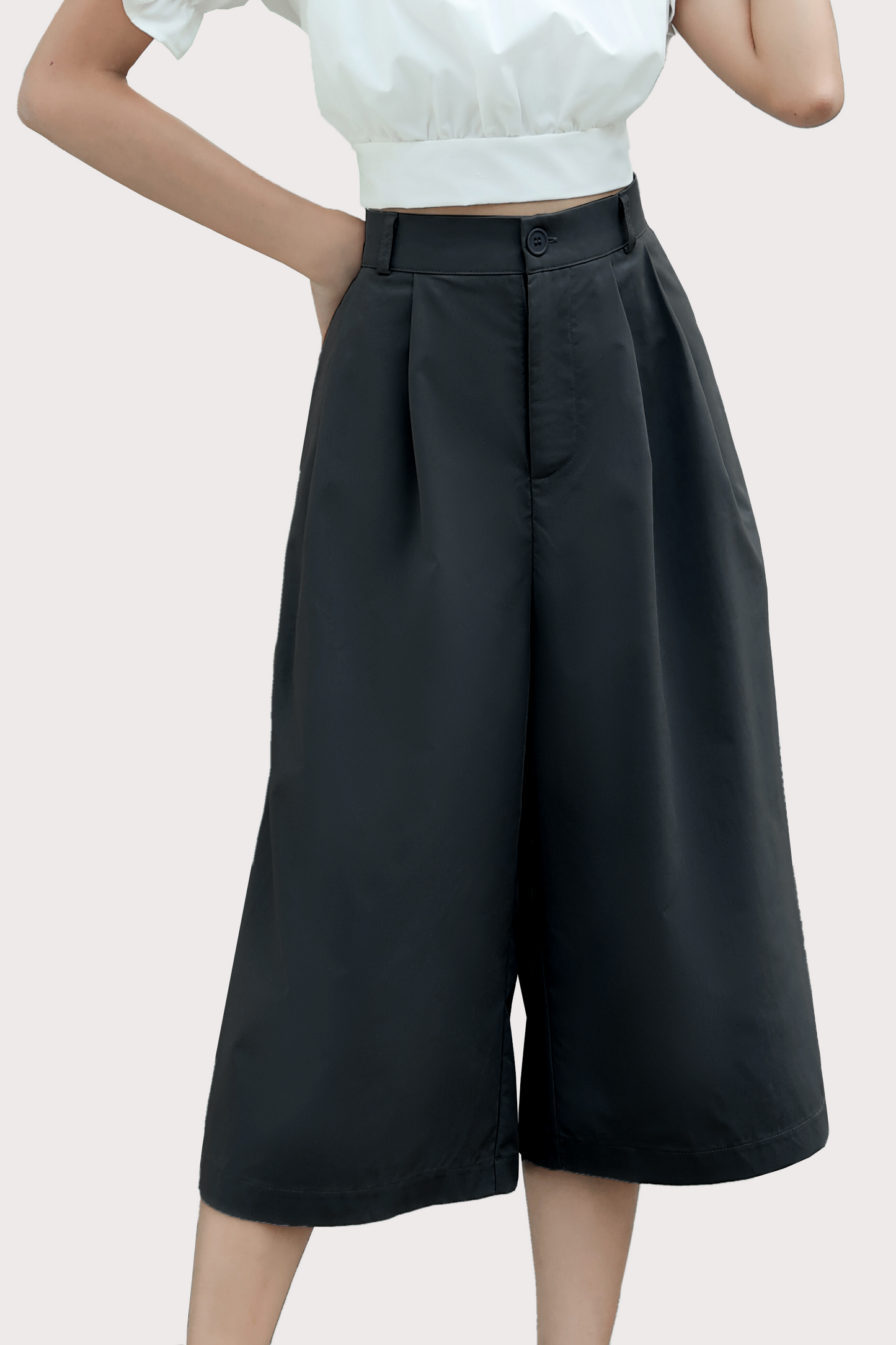 Basic Wide Leg Cropped Pants