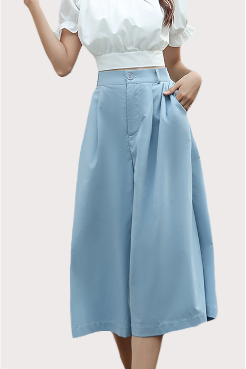 Basic Wide Leg Cropped Pants