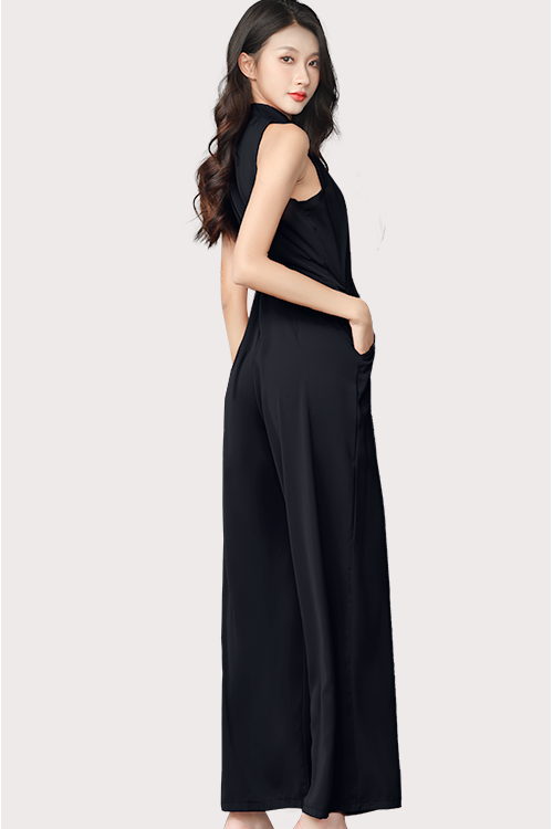 Blue sleeveless jumpsuit women's