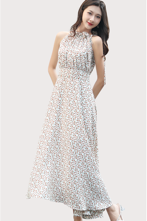 Sleeveless floral garden maxi dress