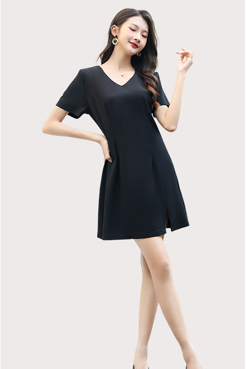 Grace V-neck Black Dress