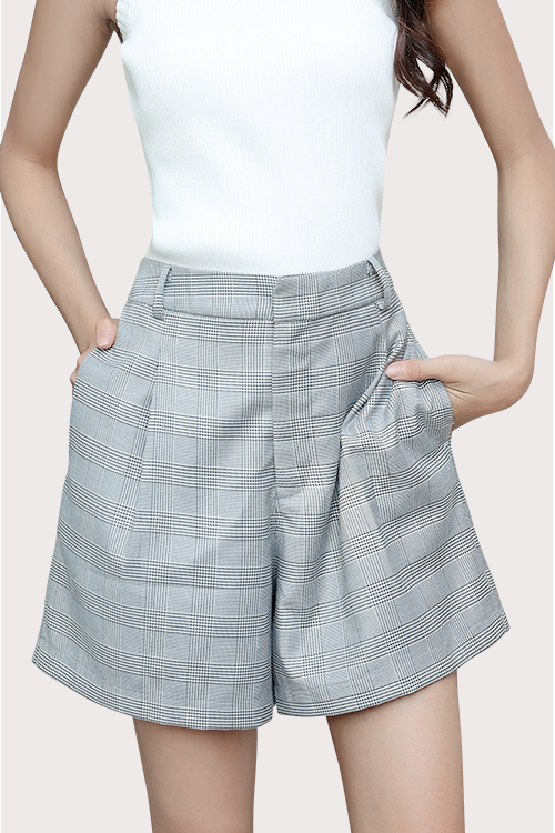 Grey Checkered Shorts