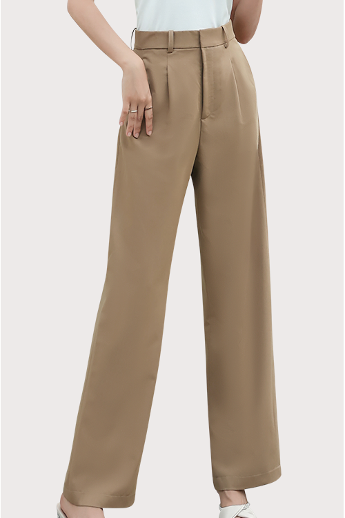 High Waisted Straight Cut Golden Brown Pants