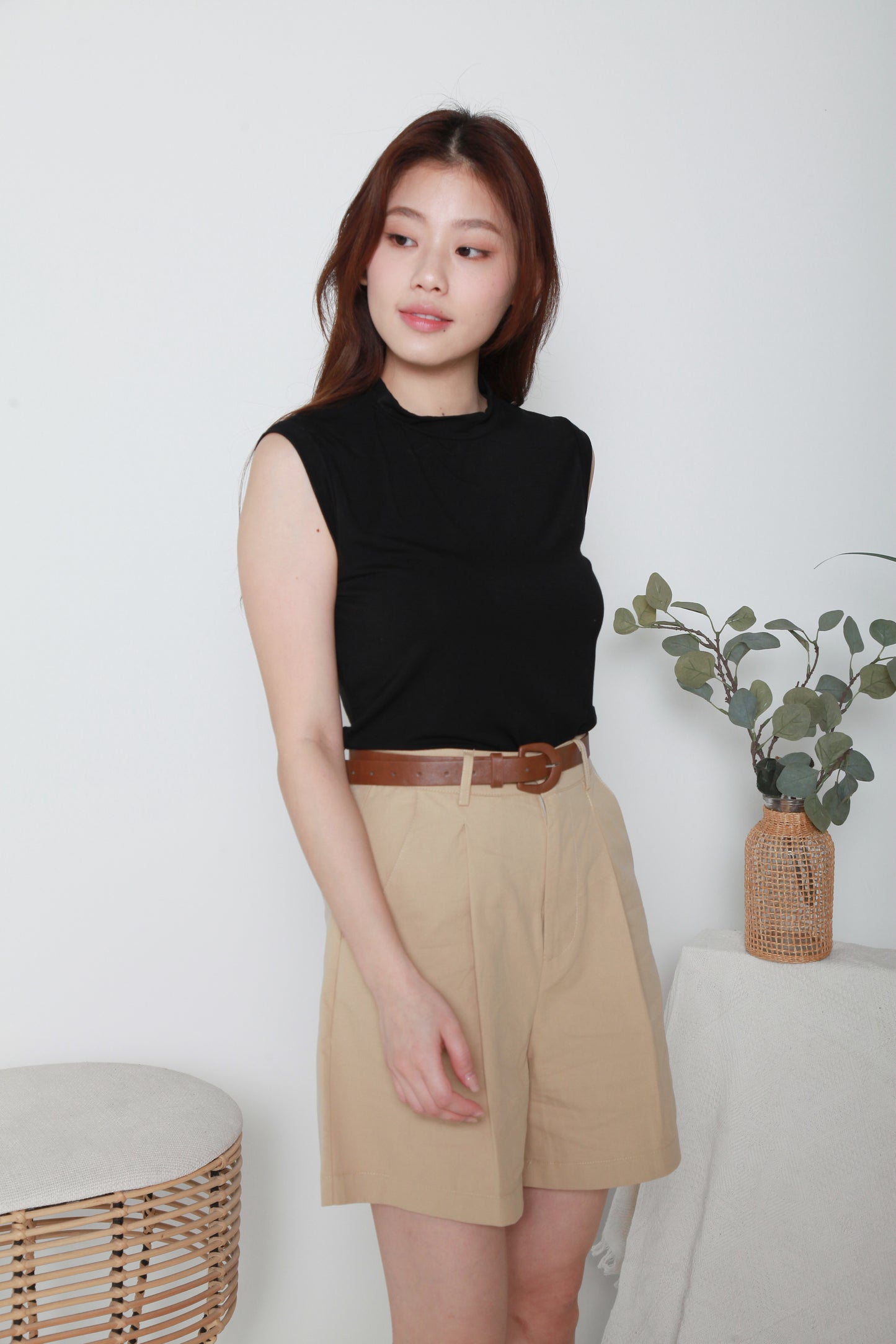 Sleeveless Funnel Neck Top