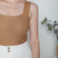 Ribbed top is designed with a square neckline