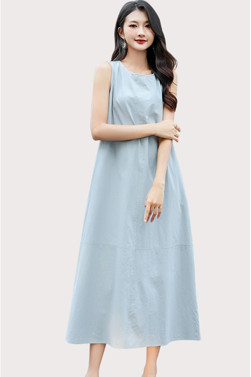 Serene Light Denim Blue Maxi Dress