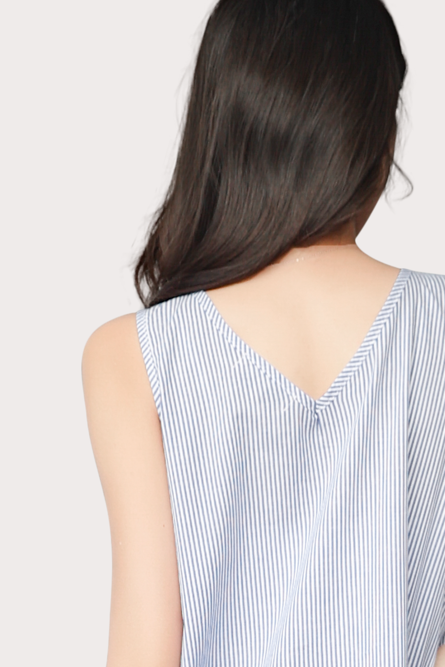 Serene V-neck Striped Midi Dress