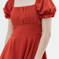 Puffed Sleeves Pleated Romper Dress