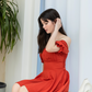 Puffed Sleeves Pleated Romper Dress